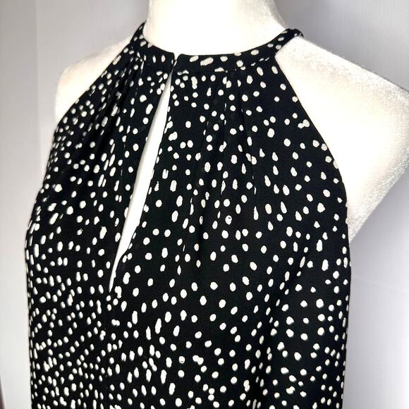 A.L.C. Black 100% Silk White Polka Dot Shift Designer Dress Women's Size 6 - Picture 3 of 9